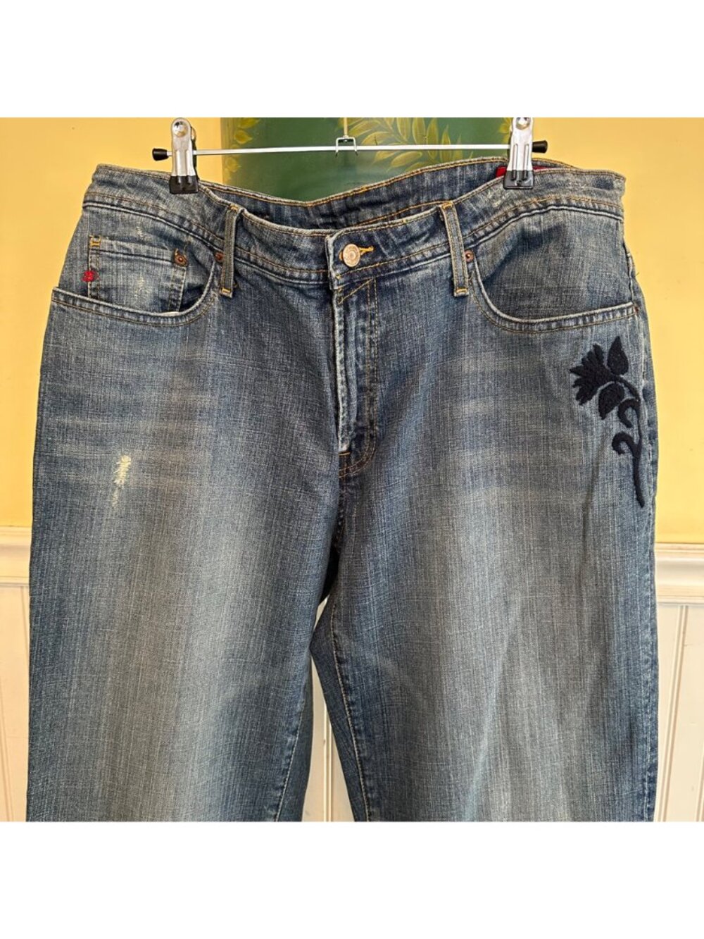 Seven7 Premium Denim Jeans Womens Size 18 Embroidered Blue - Picture 7 of 8